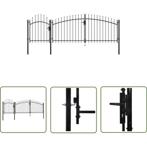 The Living Store Gartentor Stahl 1,5x4 m Schwarz - Gartentor - Stahltür - Zaunsystem - Einfahrtstor - Absperrgitter
