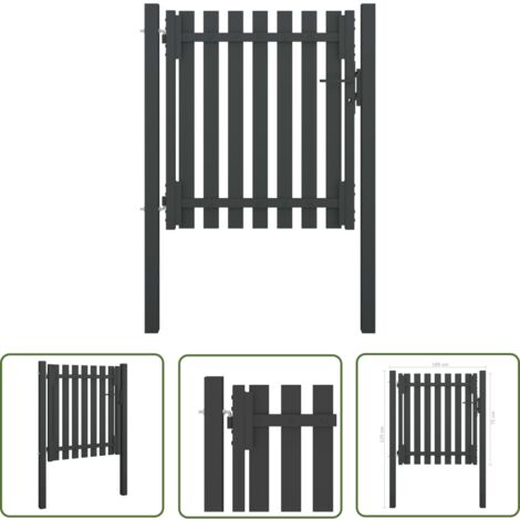 The Living Store Gartentor Stahl 1x1,25 m Anthrazit - Gartentor - Stahltür - Metalltor - Zaunteil - Abschließbares Tor