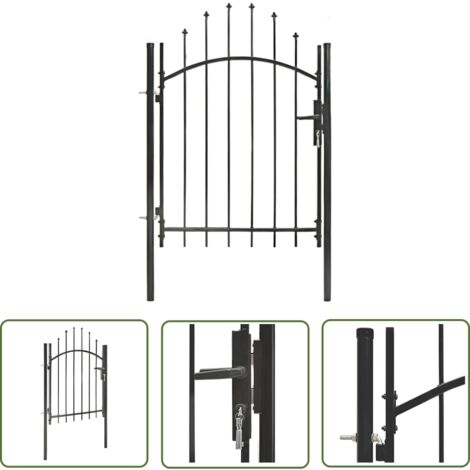 The Living Store Gartentor Stahl 1x1,5 m Schwarz - Gartentor - Stahltür - Zaunportal - Metalltor - Schwarz