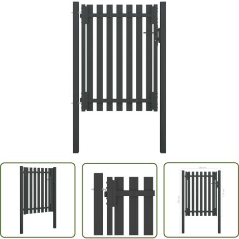 The Living Store Gartentor Stahl 1x1,7 m Anthrazit - Gartentor - Stahltür - Zaunteil - Einfahrtstor - Absperrgitter