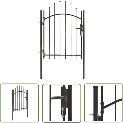 The Living Store Gartentor Stahl 1x1,75 m Schwarz - Gartentor - Stahltür - Metalltor - Zaunsystem - Einfahrtstor