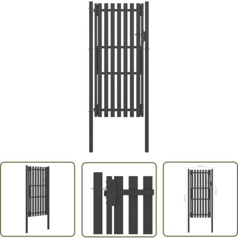 The Living Store Gartentor Stahl 1x2,5 m Anthrazit - Gartentor - Stahltür - Zaunteil - Sichtschutz - Einfahrtstor