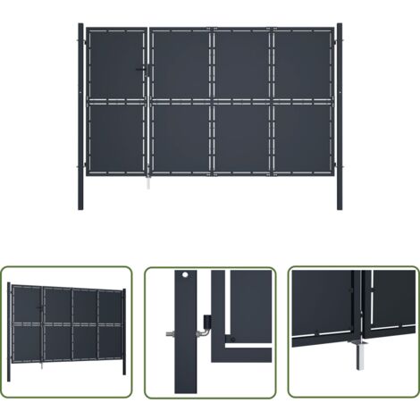 The Living Store Gartentor Stahl 350 x 150 cm Anthrazit - Gartentor - Stahltür - Zaunportal - Zaunteil - Einfahrtstor