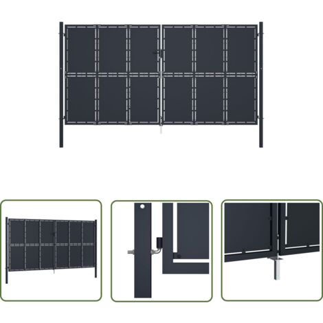The Living Store Gartentor Stahl 400 x 175 cm Anthrazit - Gartentor - Stahltür - Zaunportal - Zaunteil - Einfahrtstor