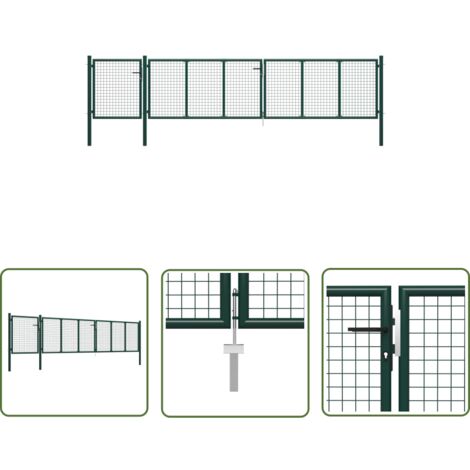 The Living Store Gartentor Stahl 500×100 cm Grün - Gartentor - Stahltür - Zaunteil - Hauseingang - Sicherheitszaun