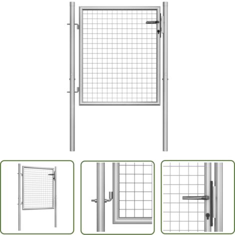 The Living Store Gartentor Verzinkter Stahl 105x125 cm Silbern - Gartentor - Zaun - Stahltür - Metalltor - Sichtschutz