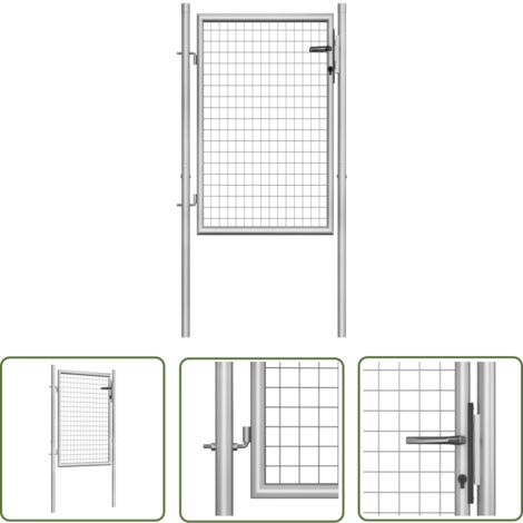 The Living Store Gartentor Verzinkter Stahl 105x150 cm Silbern - Gartentor - Zaun - Stahltür - Sichtschutz - Terrassentür