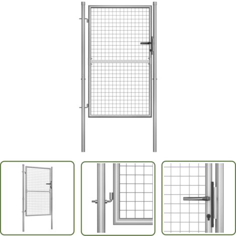 The Living Store Gartentor Verzinkter Stahl 105x175 cm Silbern - Gartentor - Zaun - Stahltür - Sichtschutz - Terrassentür