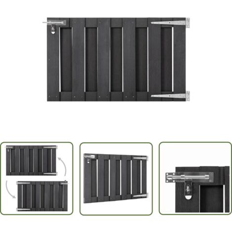 The Living Store Gartentor WPC 100 x 60 cm Grau - Gartentor - WPC Tor - Graues Tor - Zaun - Sichtschutz