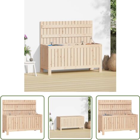 The Living Store Gartentruhe 108x42,5x54 cm Massivholz Kiefer - Gartentruhe - Holzkiste - Gartenaufbewahrung - Kiefernholz - Outdoor Möbel