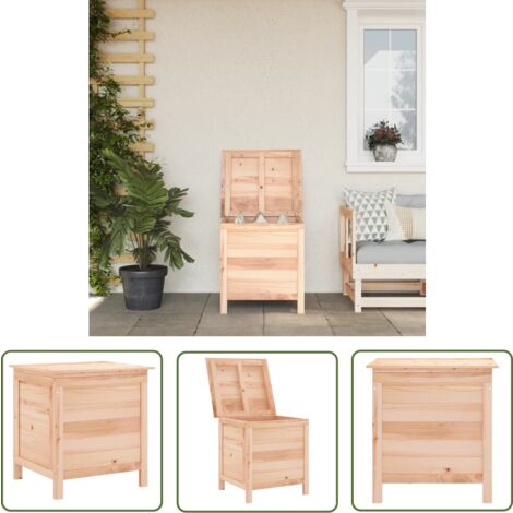 The Living Store Gartentruhe 50x49x56,5 cm Massivholz Tanne - Holz Gartenbox - Außenaufbewahrung - Gartenmöbel - Gartenorganisation - Tannenholz Gartentruhe