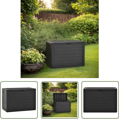 The Living Store Gartentruhe Anthrazit 78x44x55 cm - Gartentruhe - Außenaufbewahrung - Gartenkiste - Lagerschrank - Anthrazit