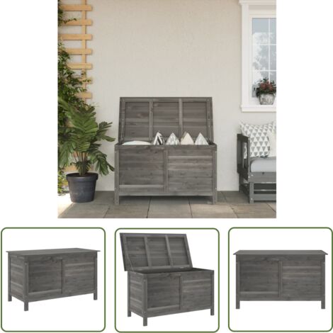 The Living Store Gartentruhe Anthrazit 99x49,5x58,5 cm Massivholz Tanne - Holz Gartenbox - Auflagenbox - Gartenmöbelaufbewahrung - Gartentruhe - Tannenholztruhe