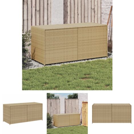 The Living Store Gartentruhe Beige 283L Poly Rattan - Gartenboxen