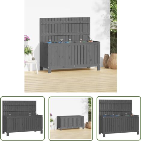 The Living Store Gartentruhe Grau 115x49x60 cm Massivholz Kiefer - Gartentruhe - Gartenaufbewahrung - Holzkiste - Kiefernholz - Outdoor Möbel