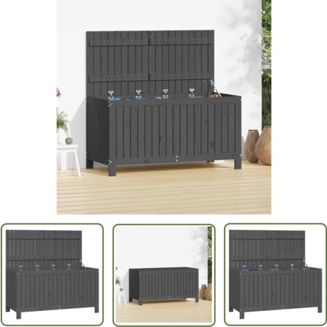 The Living Store Gartentruhe Grau 121x55x64 cm Massivholz Kiefer - Gartentruhe - Gartenaufbewahrung - Holzkiste - Kiefernholz - Outdoor Möbel