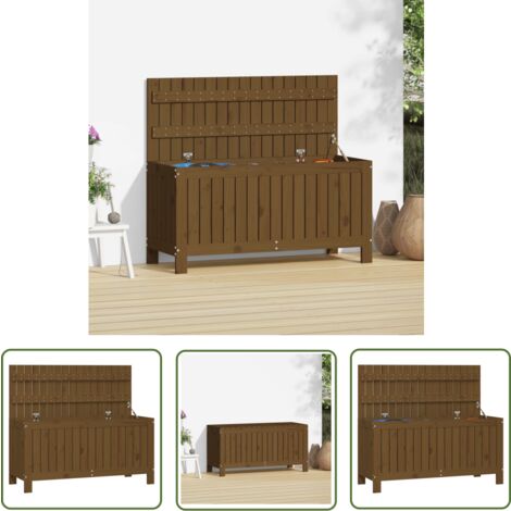 The Living Store Gartentruhe Honigbraun 108x42,5x54 cm Massivholz Kiefer - Gartentruhe - Holztruhe - Gartenaufbewahrung - Outdoor Möbel - Kiefernholz