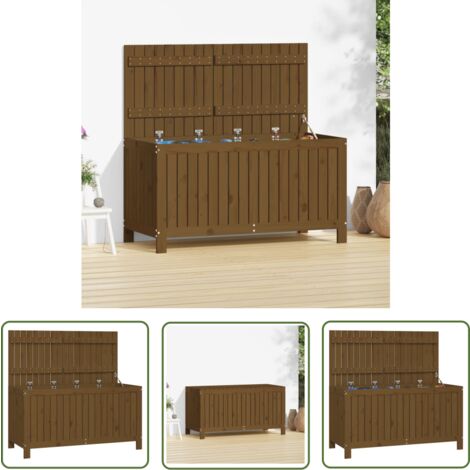 The Living Store Gartentruhe Honigbraun 121x55x64 cm Massivholz Kiefer - Gartentruhe - Holzkiste - Gartenaufbewahrung - Kiefernholz - Outdoor Möbel