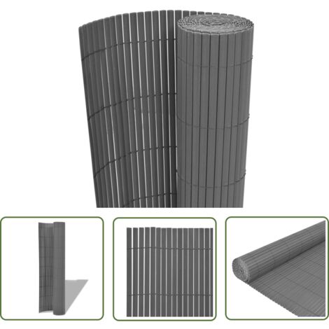 The Living Store Gartenzaun Doppelseitig PVC 90 x 300 cm Grau - Gartenzaun - PVC-Zaun - Sichtschutz - Balkonschutz - Terrassenschutz