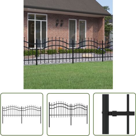 The Living Store Gartenzaun mit Speerspitzen Schwarz 115 cm Stahl - Gartenzaun - Stahldrahtzaun - Sicherheitszaun - Zaunfeld - Terrassenabgrenzung