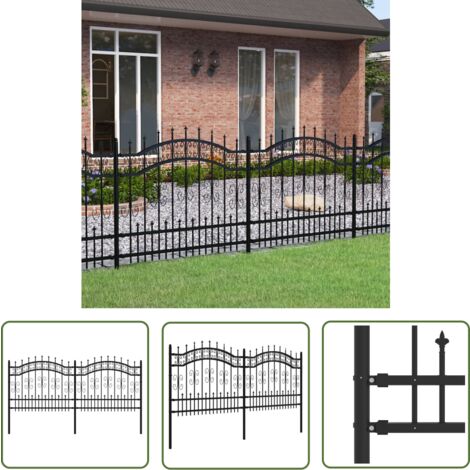 The Living Store Gartenzaun mit Speerspitzen Schwarz 140 cm Stahl - Gartenzaun - Stahlezaune - Metallzaun - Sicherheitszaun - Zierzaun