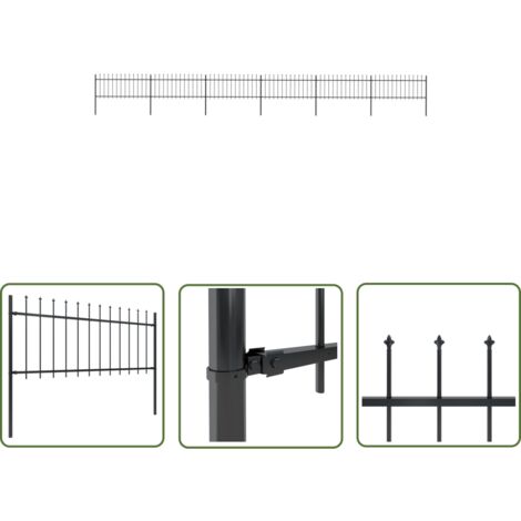 The Living Store Gartenzaun mit Speerspitzen Stahl 10,2 x 0,8 m Schwarz - Gartenzaun - Stahlezaunt - Metallzaun - Zaun Schwarz - Zierzaun