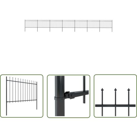 The Living Store Gartenzaun mit Speerspitzen Stahl 11,9 x 1,2 m Schwarz - Gartenzaun - Stahlezaunt - Metallzaun - Zaun Schwarz - Zierzaun