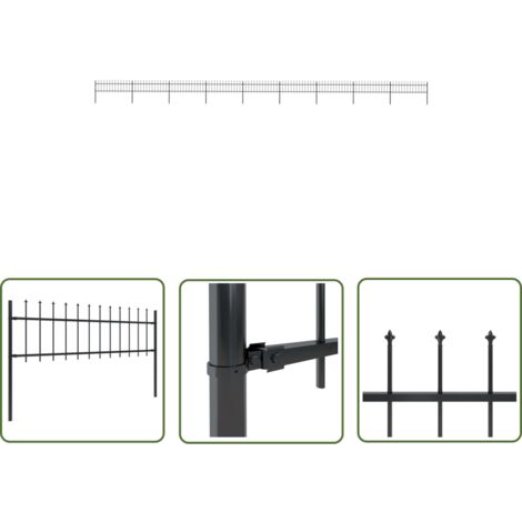 The Living Store Gartenzaun mit Speerspitzen Stahl 15,3 x 0,6 m Schwarz - Gartenzaun - Stahlezaunt - Metallzaun - Zierzaun - Sicherheitszaun