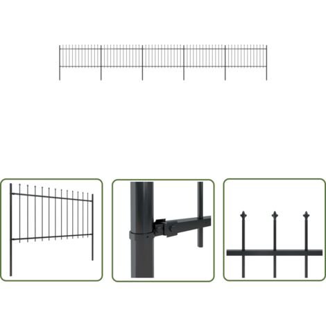 The Living Store Gartenzaun mit Speerspitzen Stahl 8,5 x 1 m Schwarz - Gartenzaun - Stahlezaunt - Metallzaun - Zaun Schwarz - Zierzaun