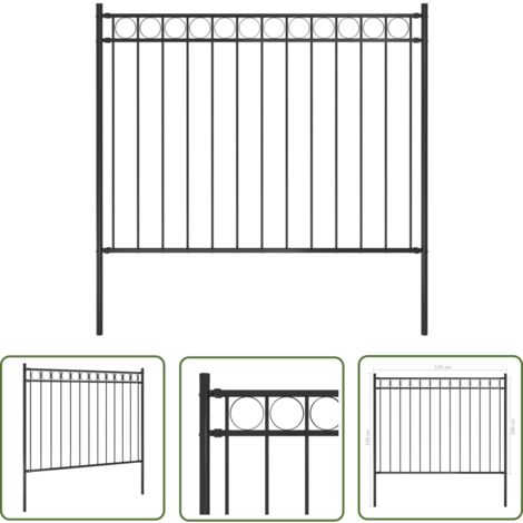 The Living Store Gartenzaun Stahl 1,7x1 m Schwarz - Gartenzaun - Stahltür - Zaunfeld - Sichtschutz - Gartenabgrenzung
