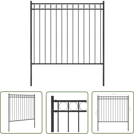 The Living Store Gartenzaun Stahl 1,7x1,5 m Schwarz - Gartenzaun - Stahlezaunt - Metallzaun - Zaunfeld - Privacy Screen