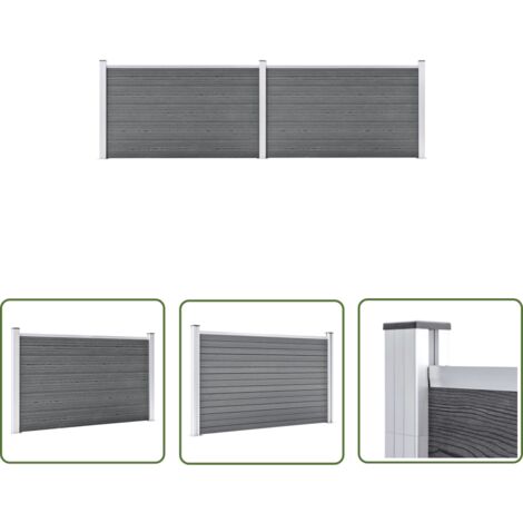 The Living Store Gartenzaun WPC 353x106 cm Grau - Gartenzaun - WPC Zaun - Holz-Aluminium Zaun - Sichtschutz - Terrasse