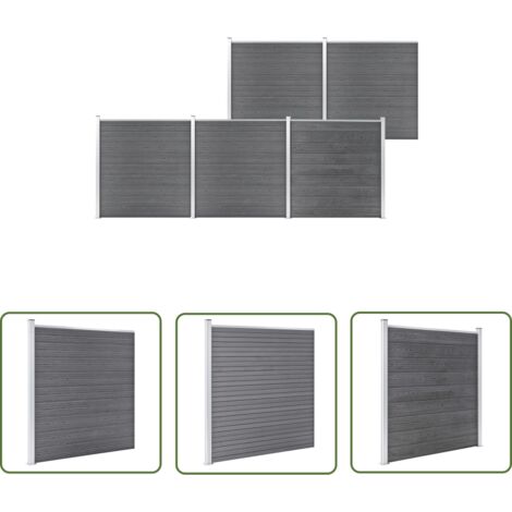 The Living Store Gartenzaun WPC 872x186 cm Grau - Gartenzaun - WPC Zaun - Holz-Look Zaun - Wetterfest - Robust