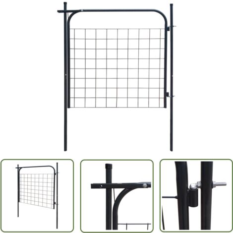 The Living Store Gartenzauntor 100 x 100 cm Anthrazit - Gartentor - Zaun - Metalltor - Stahltür - Anthrazit
