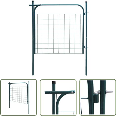 The Living Store Gartenzauntor 100 x 100 cm Grün - Gartentor - Zaun - Metalltor - Stahltür - Eingangstor