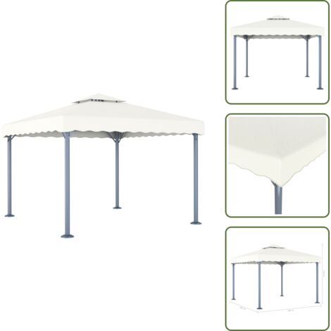 The Living Store Gazebo 300x300 cm Crema Alluminio - Gazebo alluminio e acciaio