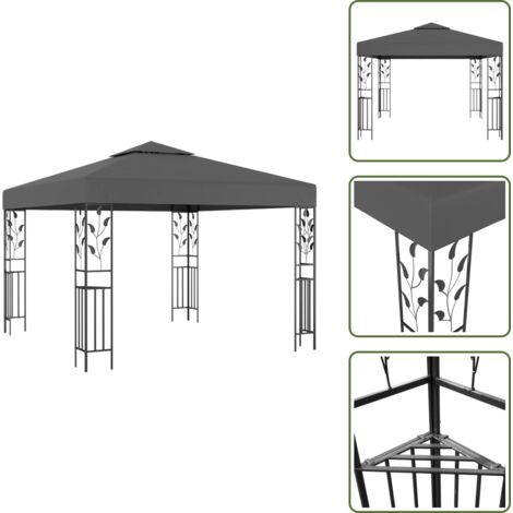 The Living Store Gazebo 3x3 m Antracite - Ombra esterna