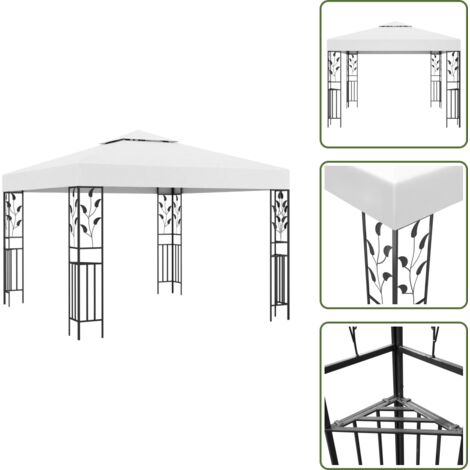 The Living Store Gazebo 3x3 m Bianco 180 g/m² - Ombra