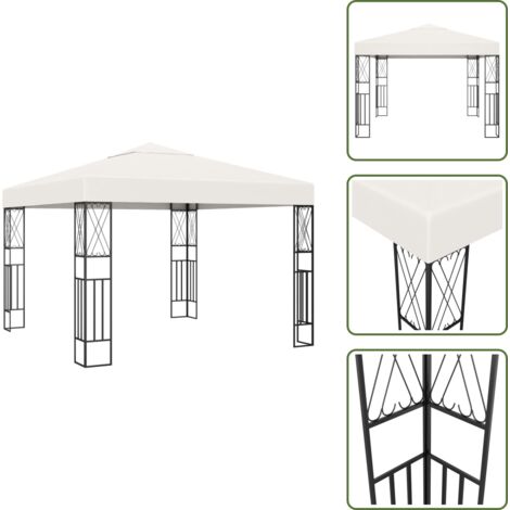 The Living Store Gazebo 3x3 m Crema in Tessuto - Gazebo in tessuto