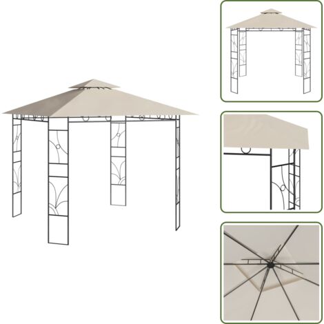 The Living Store Gazebo 3x3x2,7 m Crema 160 g/m² - Gazebo all'aperto