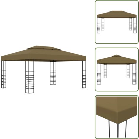 The Living Store Gazebo 3x4 m Grigio Talpa 180 g/m² - Ombrellone