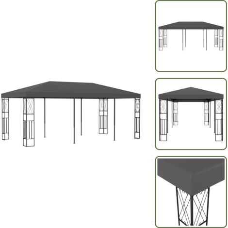 The Living Store Gazebo 3x6 m Antracite in Tessuto - Gazebo in tessuto