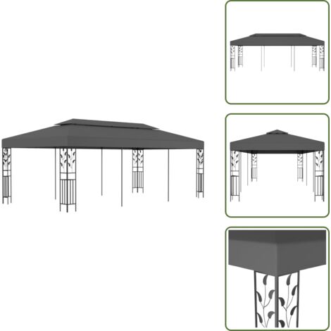 The Living Store Gazebo 3x6 m Antracite - Tendone da giardino