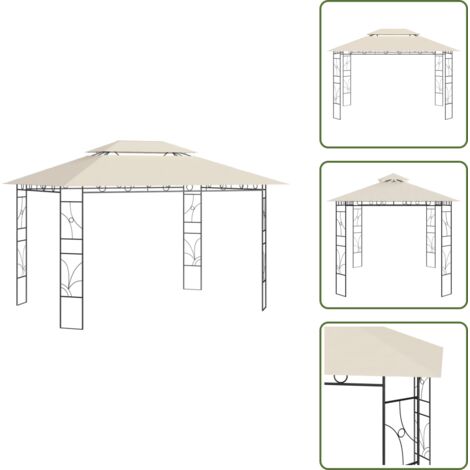 The Living Store Gazebo 4x3x2,7 m Crema 160 g/m² - Tenda da esterno
