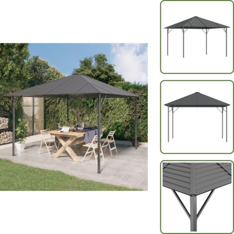 The Living Store Gazebo con Tetto 3x3 m Antracite - Ombra