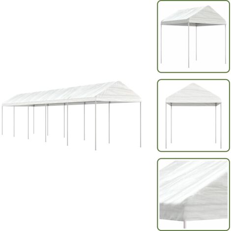 The Living Store Gazebo con Tetto Bianco 11,15x2,28x2,69 m in Polietilene - Ombra