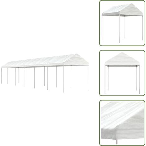 The Living Store Gazebo con Tetto Bianco 13,38x2,28x2,69 m in Polietilene - Ombra