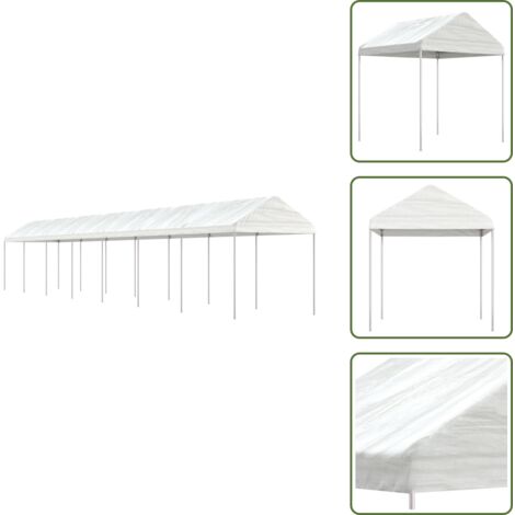 The Living Store Gazebo con Tetto Bianco 15,61x2,28x2,69 m in Polietilene - Ombra