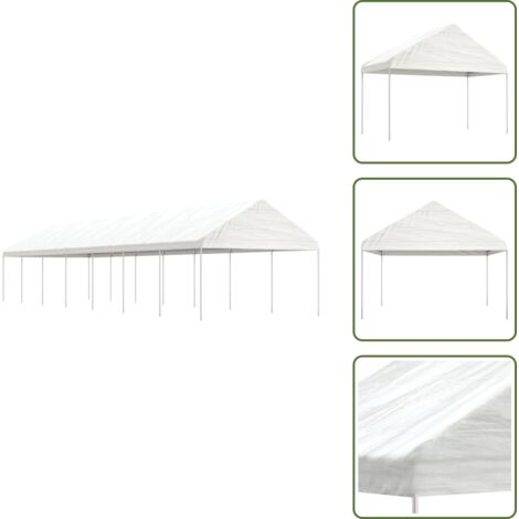 The Living Store Gazebo con Tetto Bianco 15,61x4,08x3,22 m in Polietilene - Ombra