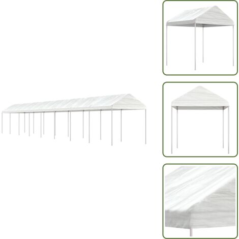 The Living Store Gazebo con Tetto Bianco 17,84x2,28x2,69 m in Polietilene - Ombra
